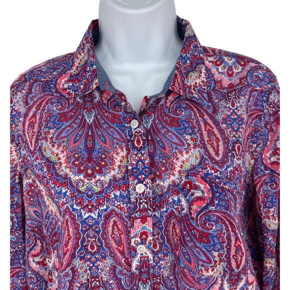 Talbots Womens Paisley Print Button-Down Multicolor Long Sleeve Blouse Size 8 - Picture 2 of 10